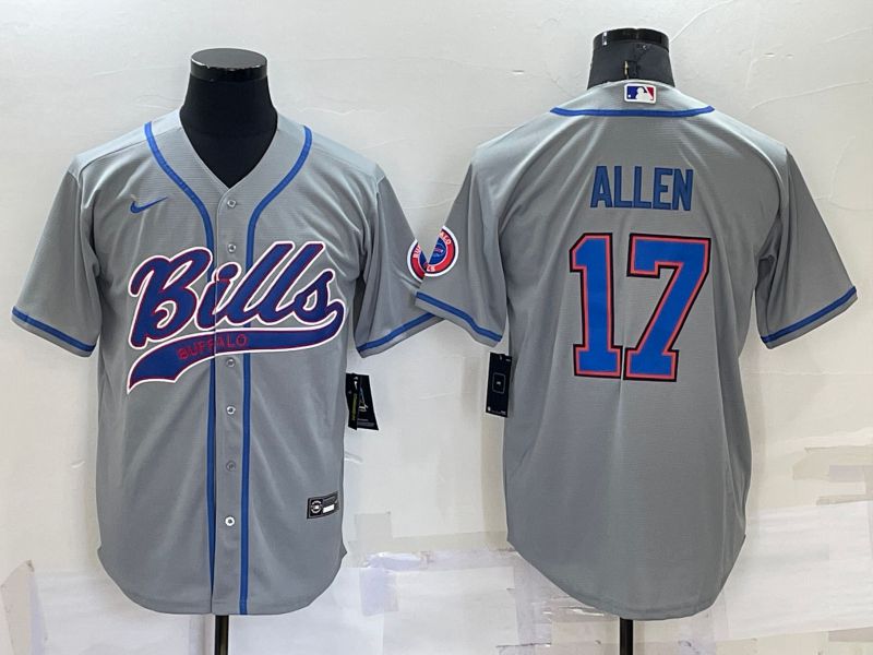 Men Buffalo Bills 17 Allen Grey 2022 Nike Co branded NFL Jersey